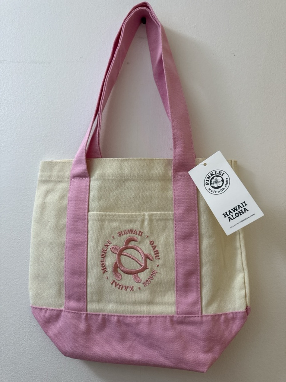 Hawaii Aloha Pink & Cream Canvas Tote Bag